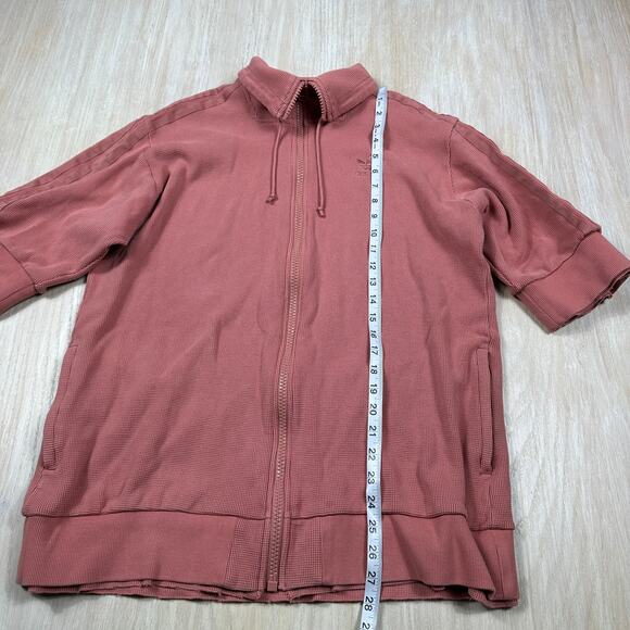Adidas Raw Pink Short Sleeve Full Zip Waffle Knit Track Top Sporty Jacket Medium - Picture 7 of 14